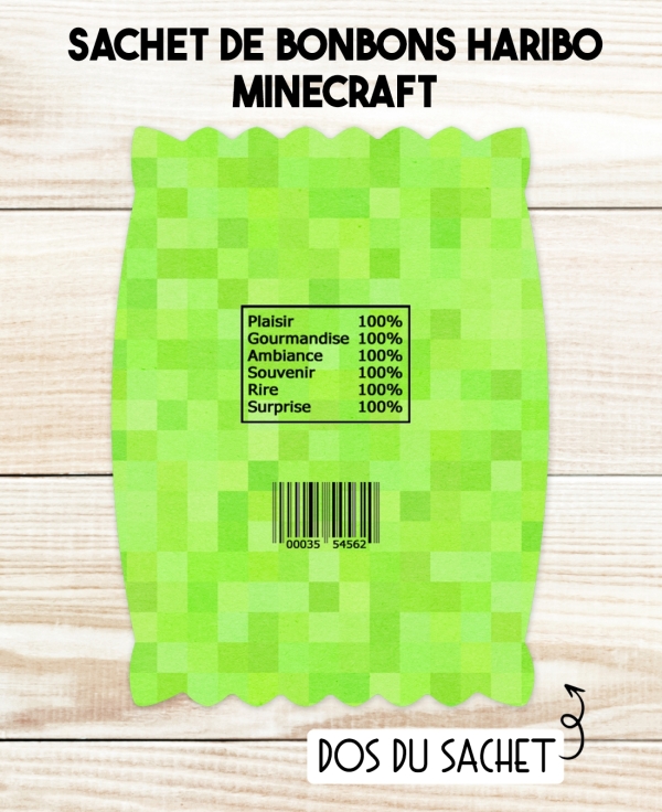 Sachet de bonbons HARIBO personnalisé anniversaire et fête - Minecraft ...