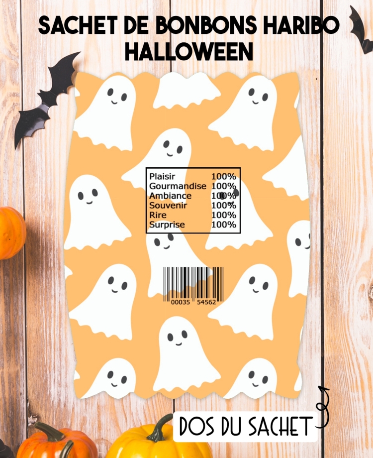 Sachet de bonbons HARIBO personnalisé halloween. cadeau bonbon anniversaire. bonbon anniversaire enfant halloween fantome