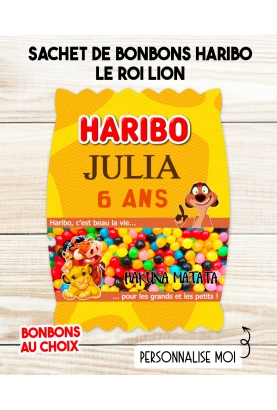 Sachet de bonbons HARIBO personnalisé le roi lion. cadeau bonbon anniversaire. bonbon anniversaire enfant le roi lion