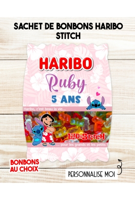 Sachet de bonbons HARIBO personnalisé Stitch. cadeau bonbon anniversaire. bonbon anniversaire enfant Stitch
