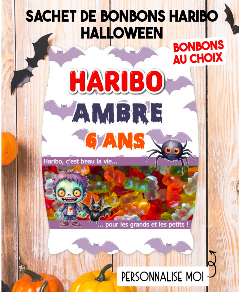 Sachet de bonbons HARIBO personnalisé halloween. cadeau bonbon anniversaire. bonbon anniversaire enfant halloween Sachet de bonbons HARIBO personnalisé halloween. cadeau bonbon anniversaire. bonbon anniversaire enfant halloween