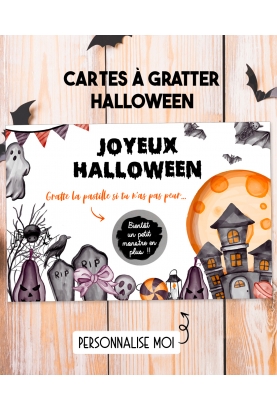 Carte à gratter Joyeux Halloween personnaliser. carte annonce Halloween. carte Halloween