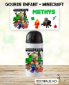 gourde minecraft. gourde enfant personnalisé. gourde garçon. gourde enfant prénom. bouteilles enfants minecraft