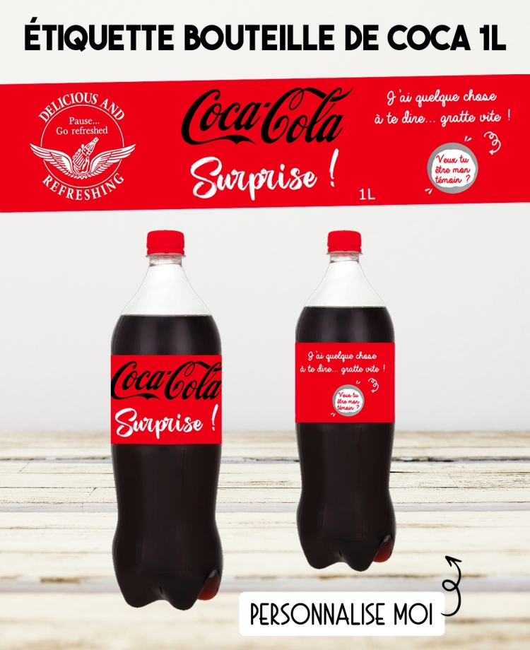 Etiquette bouteille de Coca message à gratter. étiquette Coca. étiquette papa. étiquette parrain. étiquette personnalisé.