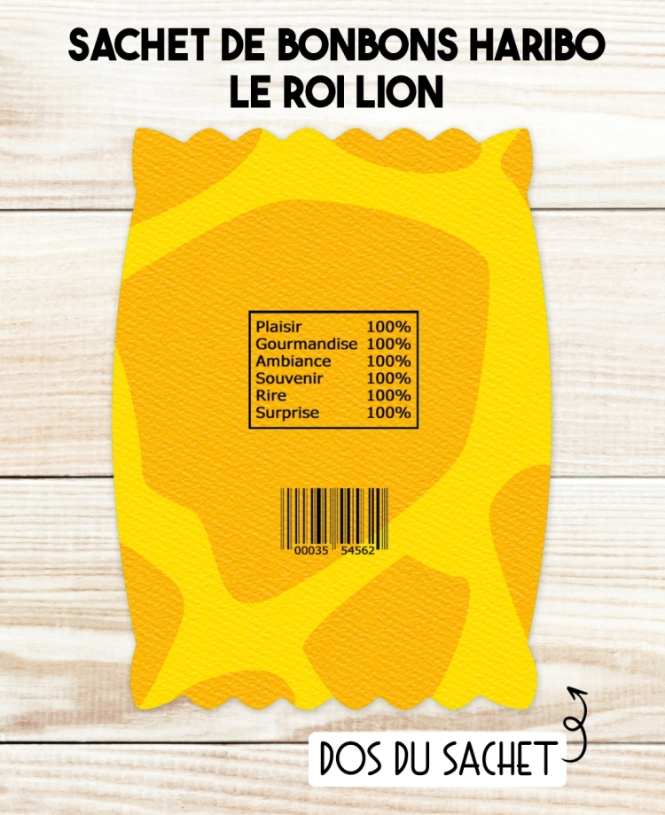 Sachet de bonbons HARIBO personnalisé le roi lion. cadeau bonbon anniversaire. bonbon anniversaire enfant le roi lion