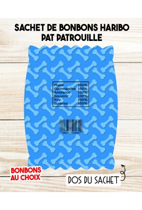 Sachet de bonbons HARIBO personnalisé Pat Patrouille. cadeau bonbon anniversaire. bonbon anniversaire enfant Pat Patrouille