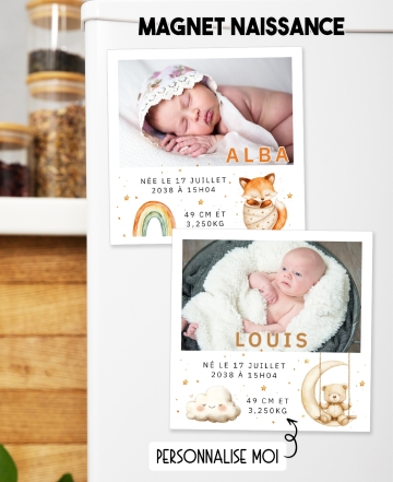 Magnet naissance. magnet faire part naissance. cadeau naissance. magnet cadeau naissance