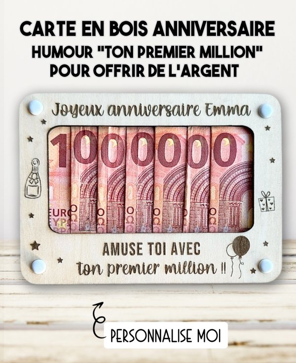 carte bois originale anniversaire. carte argent anniversaire. enveloppe argent anniversaire. cadeau humour anniversaire.