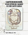carte en bois Noël Gnome. Carte cadeau Noël. Cadeau Noël original. offrir argent Noël original