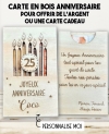 carte en bois anniversaire. Carte cadeau fête. Cadeau anniversaire original. offrir argent anniversaire original