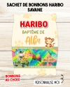 Sachet de bonbons HARIBO personnalisé Savane. cadeau bonbon anniversaire. bonbon anniversaire enfant Savane