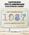 carte en bois anniversaire. Carte cadeau fête. Cadeau anniversaire original. offrir argent anniversaire original