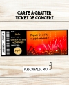 Carte à gratter ticket concert. carte surprise concert. carte gratter personnalisé sortie concert. carte concert surprise