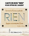 carte rien. carte bois argent. carte original anniversaire. carte humour anniversaire. carte fête cadeau.