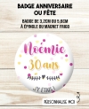 Lot de 10 badges personnalisés anniversaire, fête ou événement – Motif confettis
