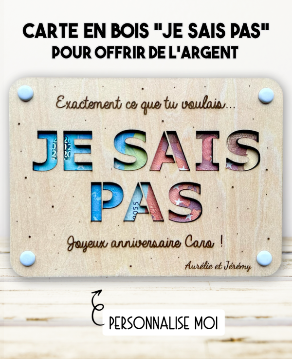 carte Je sais pas. carte bois argent. carte original anniversaire. carte humour anniversaire. carte fête cadeau.