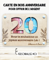 carte en bois anniversaire. Carte cadeau fête. Cadeau anniversaire original. offrir argent anniversaire original