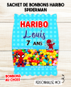 Sachet de bonbons HARIBO personnalisé spiderman. cadeau bonbon anniversaire. bonbon anniversaire enfant