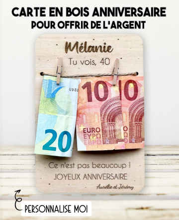 Carte anniversaire en bois, Carte anniversaire personnalisée, Carte cadeau originale, Carte anniversaire humoristique