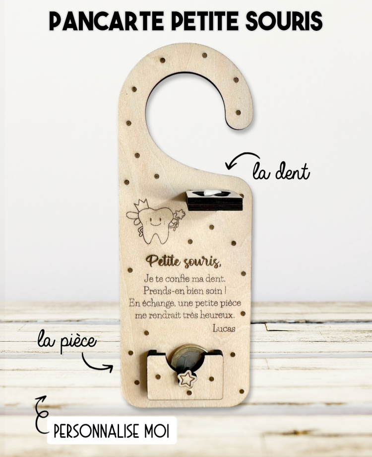 pancarte petite souris, dent de lait, support dent enfant, petite souris cadeau, tradition petite souris