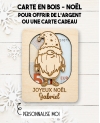 carte en bois Noël Gnome. Carte cadeau Noël. Cadeau Noël original. offrir argent Noël original