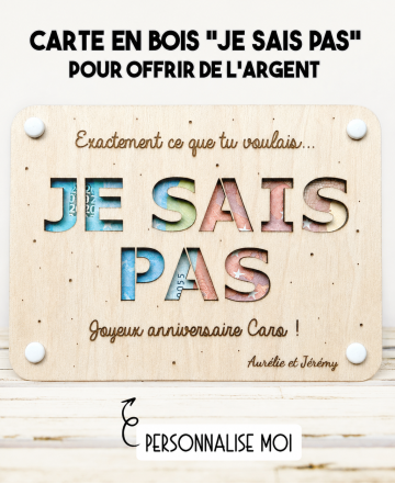 carte Je sais pas. carte bois argent. carte original anniversaire. carte humour anniversaire. carte fête cadeau.