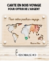 carte Voyage. carte bois argent. carte original Voyage. carte Voyage anniversaire. carte fête cadeau.
