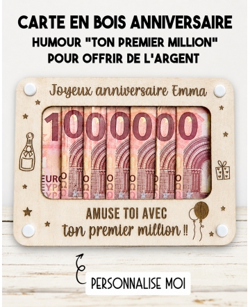 carte bois originale anniversaire. carte argent anniversaire. enveloppe argent anniversaire. cadeau humour anniversaire.