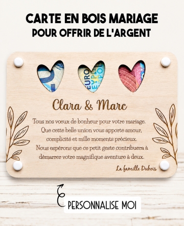 carte cadeau mariage, carte en bois gravée, cadeau mariage original, 
carte mariage personnalisée, cadeau mariage unique