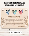 carte cadeau mariage, carte en bois gravée, cadeau mariage original, 
carte mariage personnalisée, cadeau mariage unique