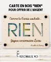carte rien. carte bois argent. carte original anniversaire. carte humour anniversaire. carte fête cadeau.