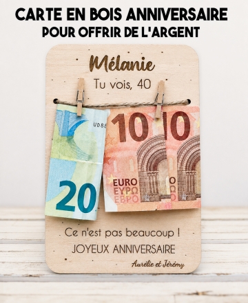 Carte anniversaire en bois, Carte anniversaire personnalisée, Carte cadeau originale, Carte anniversaire humoristique