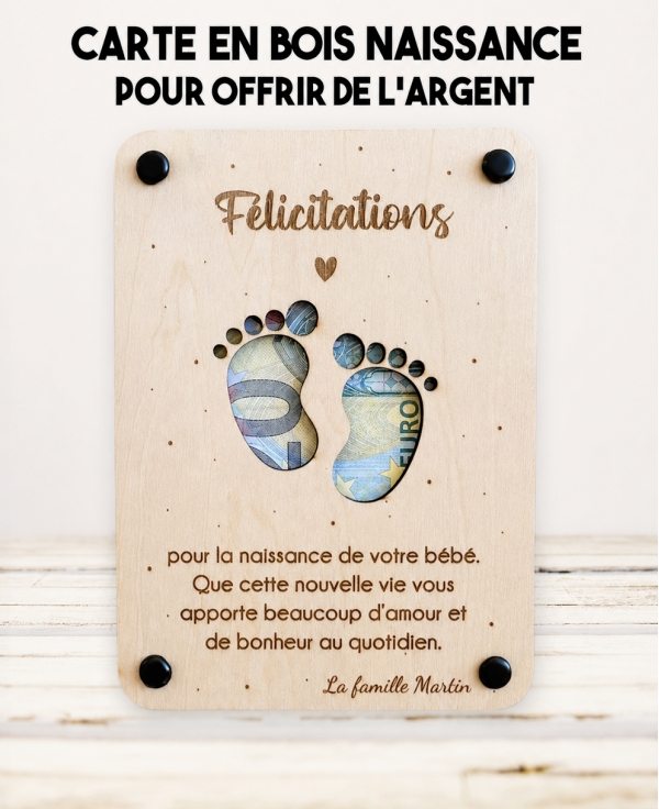 carte en bois naissance, carte naissance originale, cadeau naissance, cadeau naissance en bois