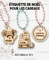 Étiquette en bois Noël pour les cadeaux. étiquette prénom Noël