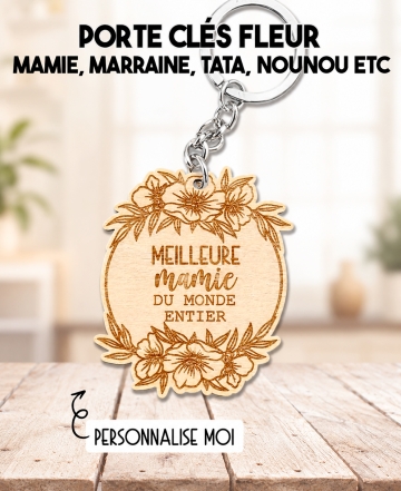 Porte clés bois fleur. cadeau Porte clés. Porte clés personnaliser. Porte clés papy. Porte clés anniversaire. cadeau original
