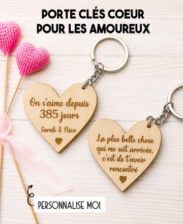 Porte clés coeur en bois. cadeau saint valentin. cadeau amoureux. cadeau porte clé. cadeau amoureux