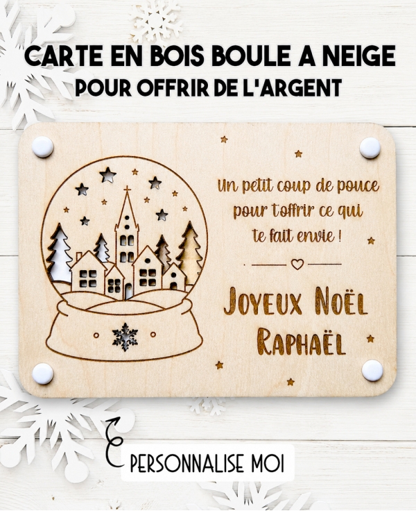 carte noël. carte bois argent noël. carte original noël. carte cadeau noël. carte fête cadeau.