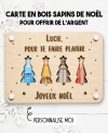 carte en bois Noël, cadeau argent Noël, carte argent personnalisée, cadeau de Noël original, carte cadeau en bois