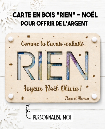 carte rien Noël. carte bois argent Noël. carte original anniversaire. carte humour Noël. carte fête cadeau Noël