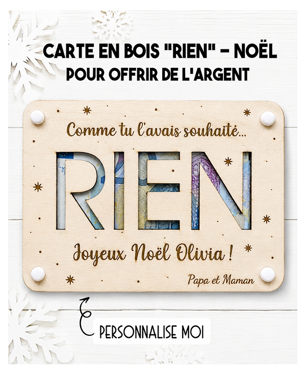 carte rien Noël. carte bois argent Noël. carte original anniversaire. carte humour Noël. carte fête cadeau Noël