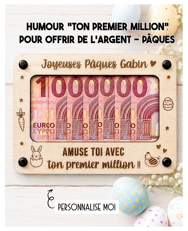 carte en bois Pâques, cadeau Pâques original, idée cadeau argent Pâques, carte humour Pâques
