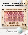 carte en bois Pâques, cadeau Pâques original, idée cadeau argent Pâques, carte humour Pâques