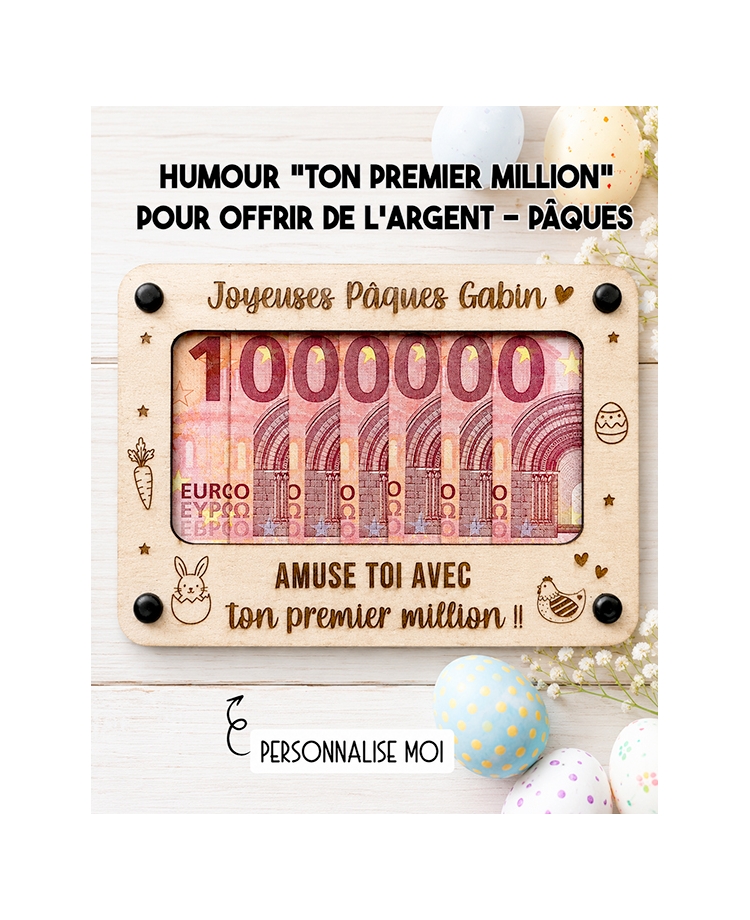 carte en bois Pâques, cadeau Pâques original, idée cadeau argent Pâques, carte humour Pâques