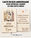 carte en bois anniversaire. Carte cadeau fête. Cadeau anniversaire original. offrir argent anniversaire original