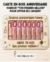 carte bois originale anniversaire. carte argent anniversaire. enveloppe argent anniversaire. cadeau humour anniversaire.