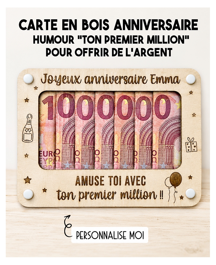 carte bois originale anniversaire. carte argent anniversaire. enveloppe argent anniversaire. cadeau humour anniversaire.