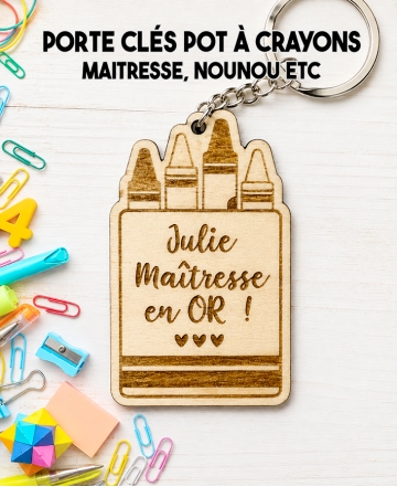 Porte clés maitresse. Porte clés bois cadeau. cadeau bois maitresse. cadeau ATSEM original. Porte clés ATSEM