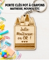 Porte clés maitresse. Porte clés bois cadeau. cadeau bois maitresse. cadeau ATSEM original. Porte clés ATSEM