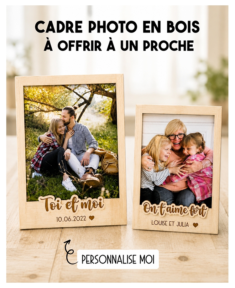 Cadre photo en bois pour encadrer vos plus beaux souvenirs. cadre photo original. cadeau unique. cadeau personnalisé