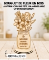 Décoration bouquet de fleurs en bois. cadeau maitresse. cadeau fete mamie. cadeau maman. cadeau personnalisé nounou.